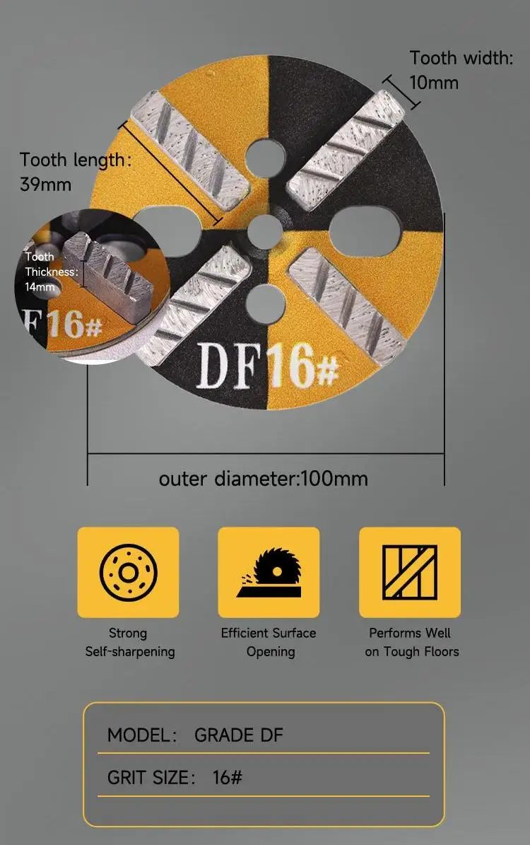ODM OEM Diamond Grinding Plate Concrete Floor Grinding Disc with Medium Bond Matrix Segmented Design for Epoxy Removal